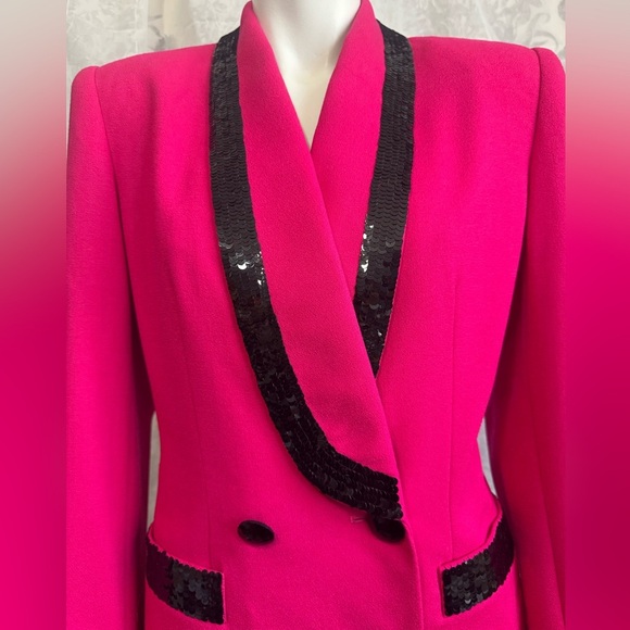NOLAN MILLER Pink Power Suit Rare 1980 3-Piece Black Sequins Women’s 6 NWT - Picture 6 of 16